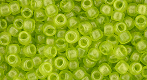 TOHO Round 8/0 Tube 2.5" : HYBRID Sueded Gold Transparent Lime Green