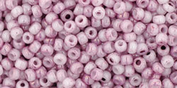 TOHO Round 11/0 Tube 2.5" : Marbled Opaque White/Pink