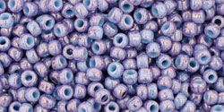 TOHO Round 11/0 Tube 2.5" : Marbled Opaque Lt Blue/Amethyst