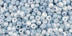 TOHO Round 11/0 Tube 2.5" : Marbled Opaque White/Blue