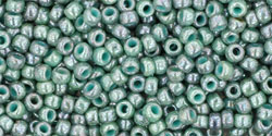 TOHO Round 11/0 Tube 2.5" : Marbled Opaque Turquoise/Blue