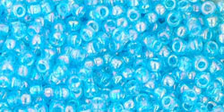 TOHO Round 11/0 Tube 5.5" : Transparent-Rainbow Aquamarine