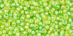 TOHO Round 11/0 Tube 2.5" : Transparent-Rainbow Lime Green