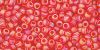TOHO Round 11/0 Tube 2.5" : Transparent-Rainbow Frosted Lt Siam Ruby