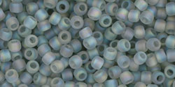 TOHO Round 11/0 Tube 5.5" : Transparent-Rainbow Frosted Black Diamond