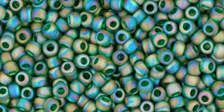 TOHO Round 11/0 Tube 2.5" : Transparent-Rainbow Frosted Green Emerald