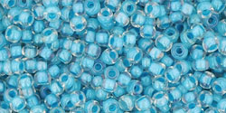 TOHO Round 11/0 Tube 2.5" : Inside-Color Luster Crystal/Opaque Aqua-Lined