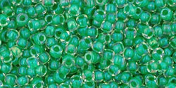 TOHO Round 11/0 Tube 2.5" : Inside-Color Crystal/Shamrock-Lined