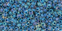 TOHO Round 11/0 Tube 2.5" : Inside-Color Luster Crystal/Capri Blue-Lined