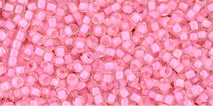 TOHO Round 11/0 Tube 2.5" : Inside-Color Transparent-Rainbow Crystal/Hot Pink-Lined