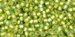 TOHO Round 11/0 Tube 5.5" : Silver-Lined Rainbow Frosted Lime Green