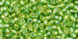 TOHO Round 11/0 Tube 2.5" : Silver-Lined Rainbow Lime Green