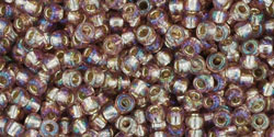 TOHO Round 11/0 Tube 5.5" : Silver-Lined Rainbow Amethyst