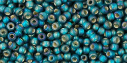 TOHO Round 11/0 Tube 5.5" : Silver-Lined Rainbow Frosted Teal
