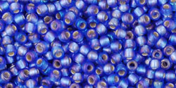 TOHO Round 11/0 Tube 2.5" : Silver-Lined Rainbow Frosted Sapphire