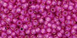 TOHO Round 11/0 Tube 5.5" : Silver-Lined Milky Hot Pink