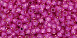 TOHO Round 11/0 Tube 5.5" : Silver-Lined  Milky Hot Pink