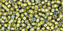 TOHO Round 11/0 Tube 2.5" : Inside-Color Luster Black Diamond/Opaque Yellow-Lined