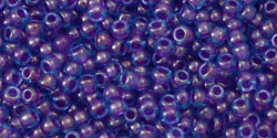 TOHO Round 11/0 Tube 5.5" : Inside-Color Aqua/Purple-Lined