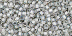 TOHO Round 11/0 Tube 2.5" : Inside-Color Rainbow Crystal/Gray-Lined