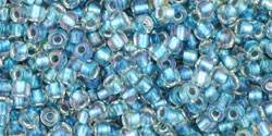 TOHO Round 11/0 Tube 5.5" : Inside-Color Rainbow Crystal/Lt Capri-Lined