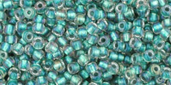 TOHO Round 11/0 Tube 2.5" : Inside-Color Rainbow Crystal/Teal-Lined