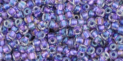 TOHO Round 11/0 Tube 5.5" : Inside-Color Rainbow Crystal/Metallic Purple-Lined