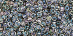 TOHO Round 11/0 Tube 5.5" : Inside-Color Gold-Luster Crystal/Opaque Gray-Lined
