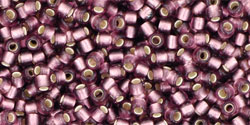 TOHO Round 11/0 Tube 2.5" : Silver-Lined Frosted Med Amethyst