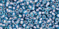 TOHO Round 11/0 Tube 2.5" : Inside-Color Aqua/Lavender-Lined