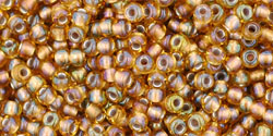 TOHO Round 11/0 Tube 2.5" : Gold-Lined Rainbow Topaz