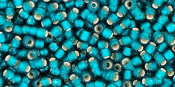 TOHO Round 11/0 Tube 2.5" : Silver-Lined Frosted Teal