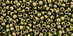 TOHO Round 11/0 Tube 5.5" : Gold-Lustered Prairie Green