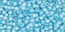 TOHO Round 11/0 Tube 5.5" : Inside-Color Crystal/Opaque Blue-Lined