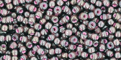 TOHO Round 11/0 Tube 2.5" : Inside-Color Lustered Black Diamond/Pink-Lined