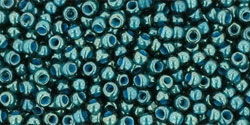 TOHO Round 11/0 Tube 2.5" : Transparent-Lustered Emerald Green/Denim Blue