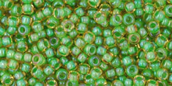 TOHO Round 11/0 Tube 2.5" : Inside-Color Topaz/Opaque Green-Lined