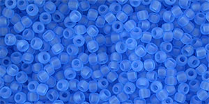 TOHO Round 11/0 Tube 2.5" : Transparent-Frosted Dk Aquamarine