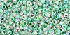 TOHO Round 11/0 Tube 2.5" : Inside-Color Rainbow Crystal/Shamrock-Lined