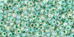 TOHO Round 11/0 Tube 5.5" : Inside-Color Rainbow Crystal/Shamrock-Lined