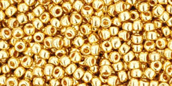TOHO Round 11/0 Tube 5.5" : Metallic 24K Gold Plated