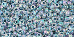 TOHO Round 11/0 Tube 5.5" : Inside-Color Rainbow Crystal/Montana Blue-Lined