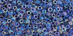 TOHO Round 11/0 Tube 2.5" : Inside-Color Rainbow Crystal/Grape-Lined