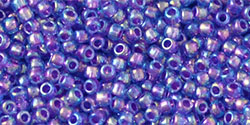 TOHO Round 11/0 Tube 5.5" : Inside-Color Rainbow Aqua/Purple-Lined