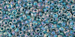 TOHO Round 11/0 Tube 2.5" : Inside-Color Rainbow Crystal/Capri-Lined