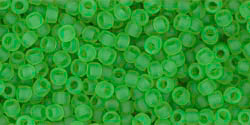 TOHO Round 11/0 Tube 5.5" : Transparent-Frosted Peridot