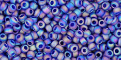 TOHO Round 11/0 Tube 5.5" : Transparent-Rainbow Frosted Cobalt