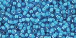 TOHO Round 11/0 Tube 2.5" : Inside-Color Aqua/White-Lined