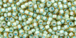 TOHO Round 11/0 Tube 5.5" : Inside-Color Rainbow Lt Topaz/Sea Foam-Lined