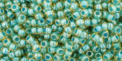 TOHO Round 11/0 Tube 5.5" : Inside-Color Jonquil/Turquoise-Lined